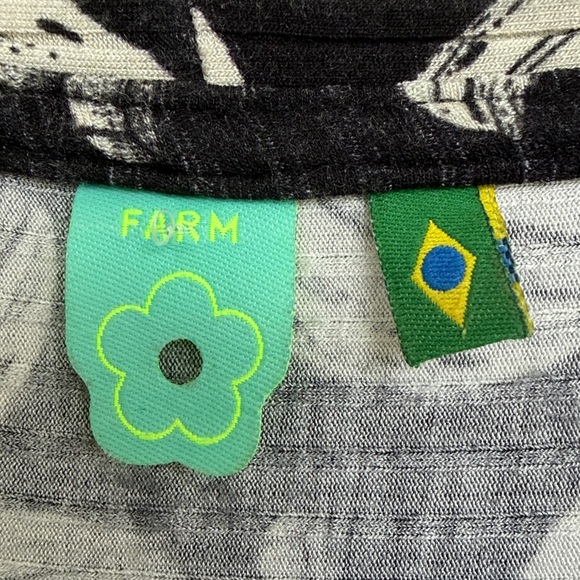 FARM Rio Black/Cream Banana Print Short Sleeve Tiered Boho Knit Dress Medium - Picture 2 of 9